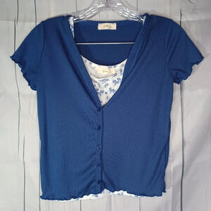 Pinc girls 2 piece cropped shirt set